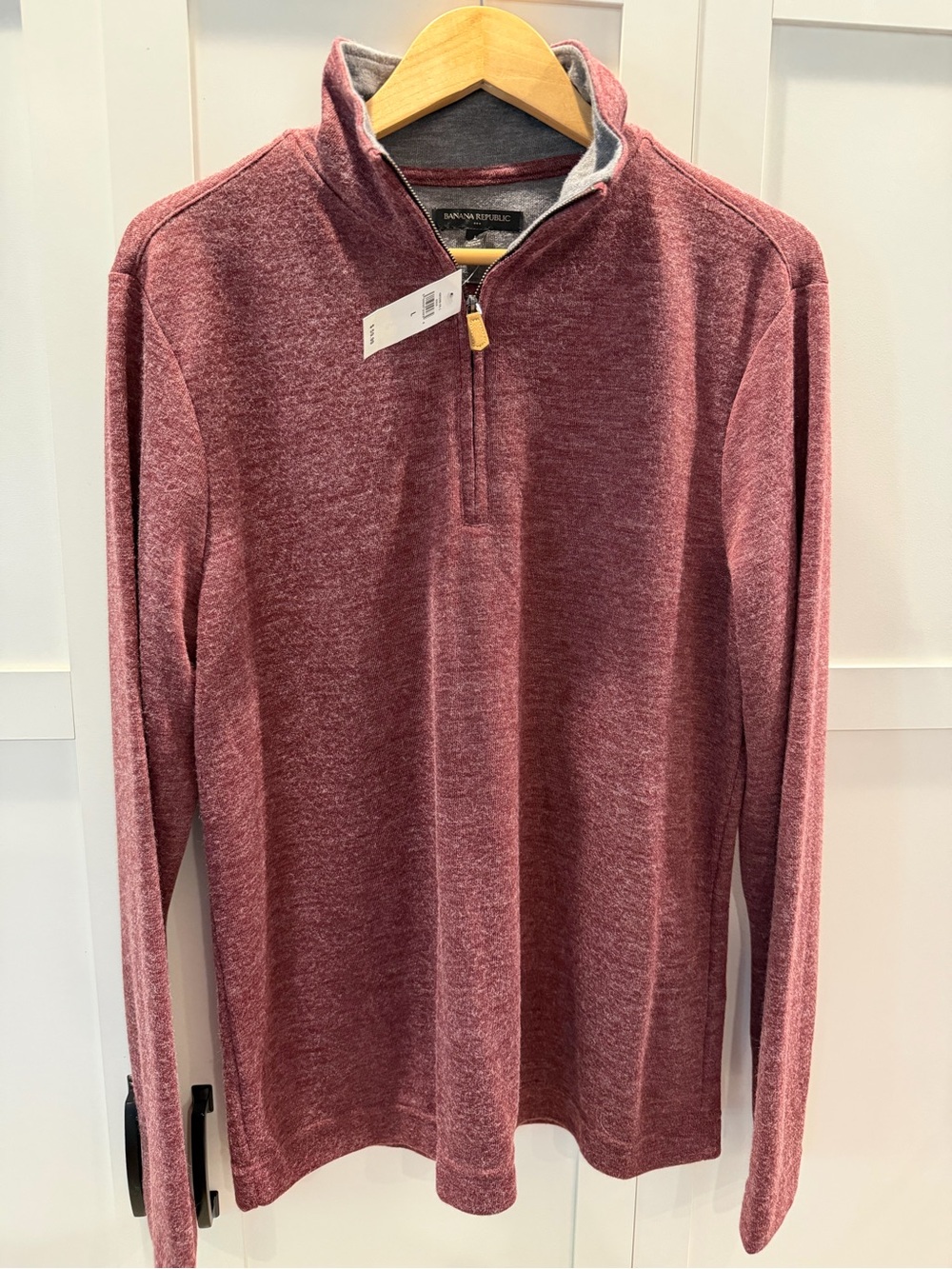 Banana Republic Men's Heathered Maroon Quarter-Zip Pullover